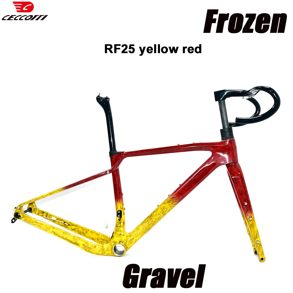 CECCOTTI Frozen Color Gravel Frame 700C * 47C And T47BB  Disc Brake Bicycle Frameset T1000 Carbon Gravel