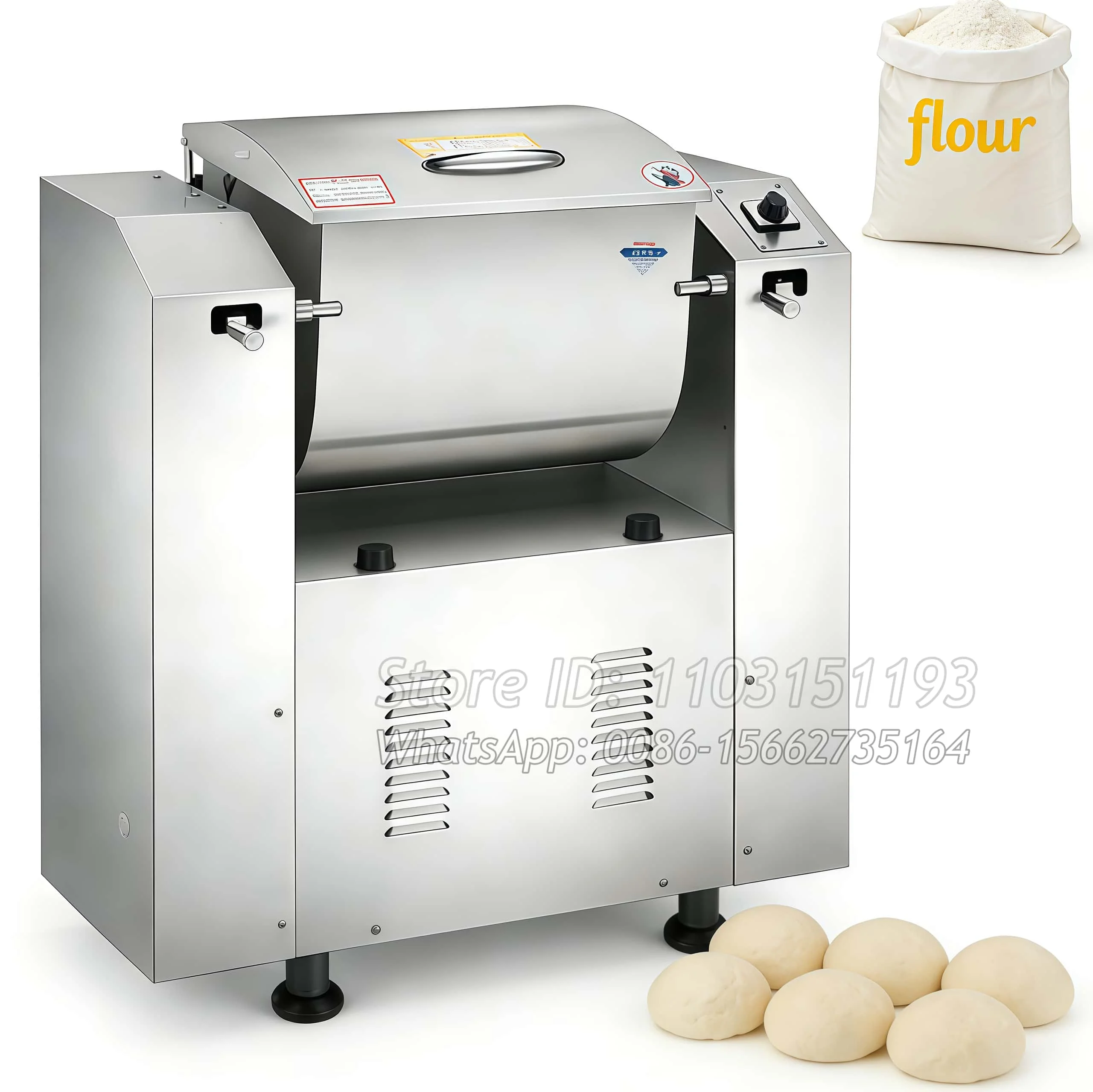 15kg 25kg 50kg Dough Mixer Machine StainlessSteel Horizontal Spiral Bread Dough Mixer Maker Flour Mixer For Biscuit Dough Mixing