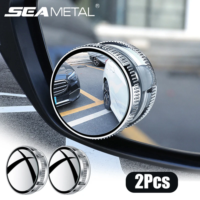 SEAMETAL-Miroir d'angle mort latéral pour voiture, ventouse résistante à 360, rétroviseur convexe auxiliaire de stationnement, rétroviseur grand angle HD, 6cm, 2 pièces