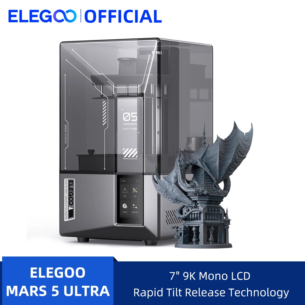 PRE-SALE ELEGOO MARS 5 ULTRA 3D Printer with Automatic Leveling,AI Print Monitoring,High Speed Printing Size 6.04x3.06x6.49 inch