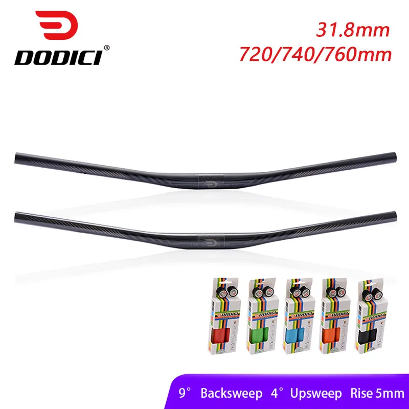 DODICI Carbon Handlebar MTB Handlebar Flat Or Rise Handlebar 31.8*720/740/760mm Matt bicycle handlebars Mountain Bike Accessorie