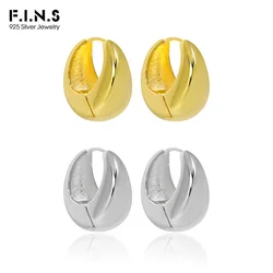 F.I.N.S Minimalism Arc-SShaped Pure S925 Sterling Silver Gold Hoop Earrings Glossy Thick Geometric Ear Piercing Huggies Jewelry