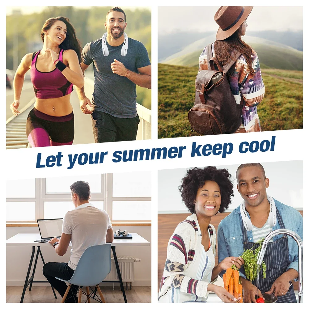4000mAh  Mini Neck Mounted Fan Portable Bladeless Neck Rechargeable Air Cooler 3 Speed Mini Summer Sports Fan Outdoor Clip fan