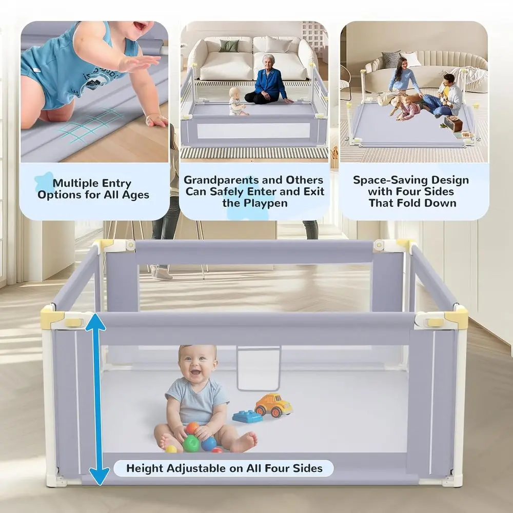 روضة أطفال شبكية قابلة للتنفس للأطفال من عمر 6 إلى 12 شهرًا، ارتفاع قابل للتعديل، قفل أطفال، للاستخدام الداخلي/الخارجي #3