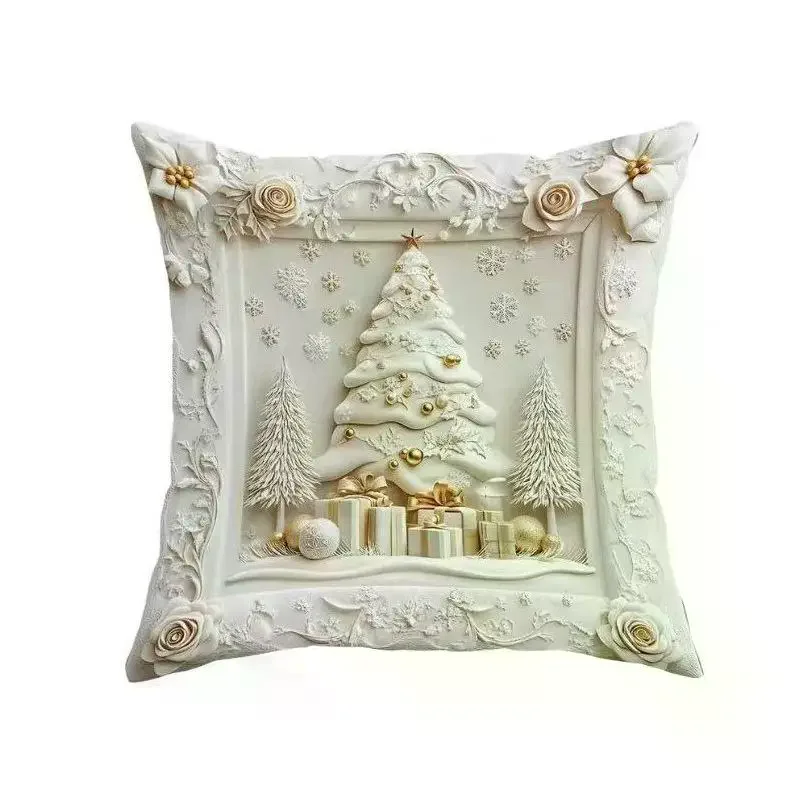 45 سنتيمتر الكتان عيد الميلاد المخدة الكرتون سانتا ثلج الأيائل وسادة أريكة غطاء المنزل السرير سيارة ديكور عيد ميلاد سعيد سنة جديدة سعيدة