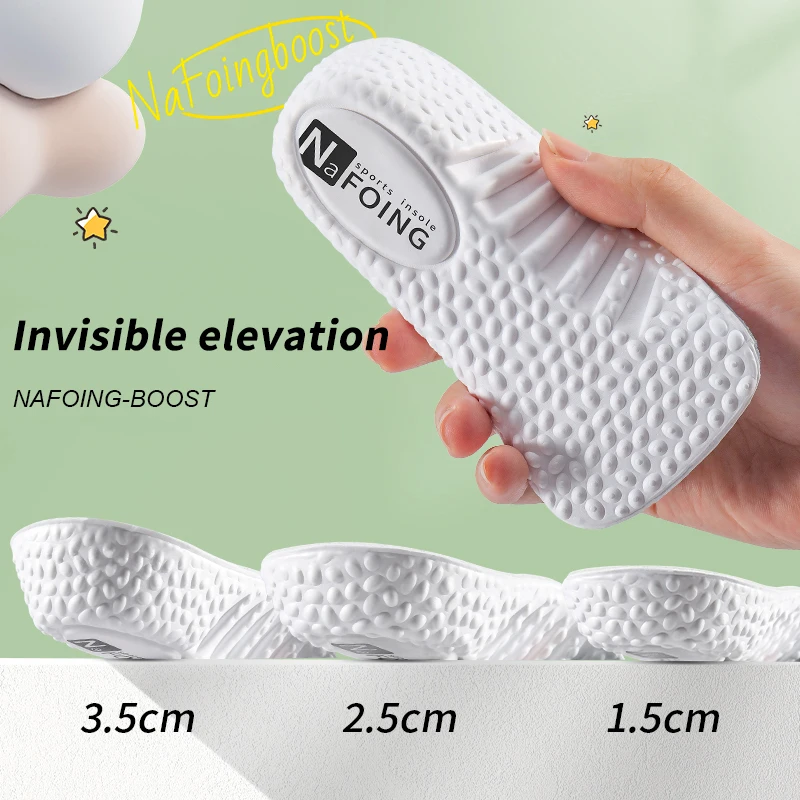 Memory Foam Invisible Height Increase Insoles for Shoes Flat Feet Arch Support Orthopedic Insoles Sneakers Heel Lift Shoe Pads