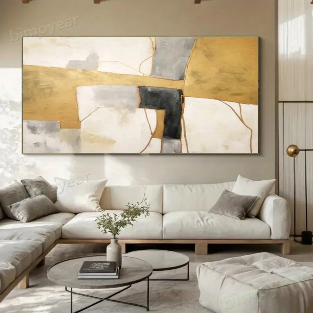 

100% Hand Painted Abstract Oil Painting Yellow scraper piece Wall Art Picture On Canvas Mural For Living Room Home Decor Paint