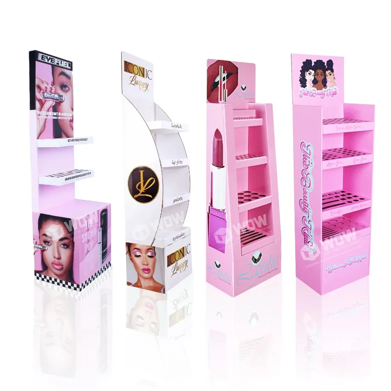 

Floor popular cardboard eyelash extension display stand, makeup display stand