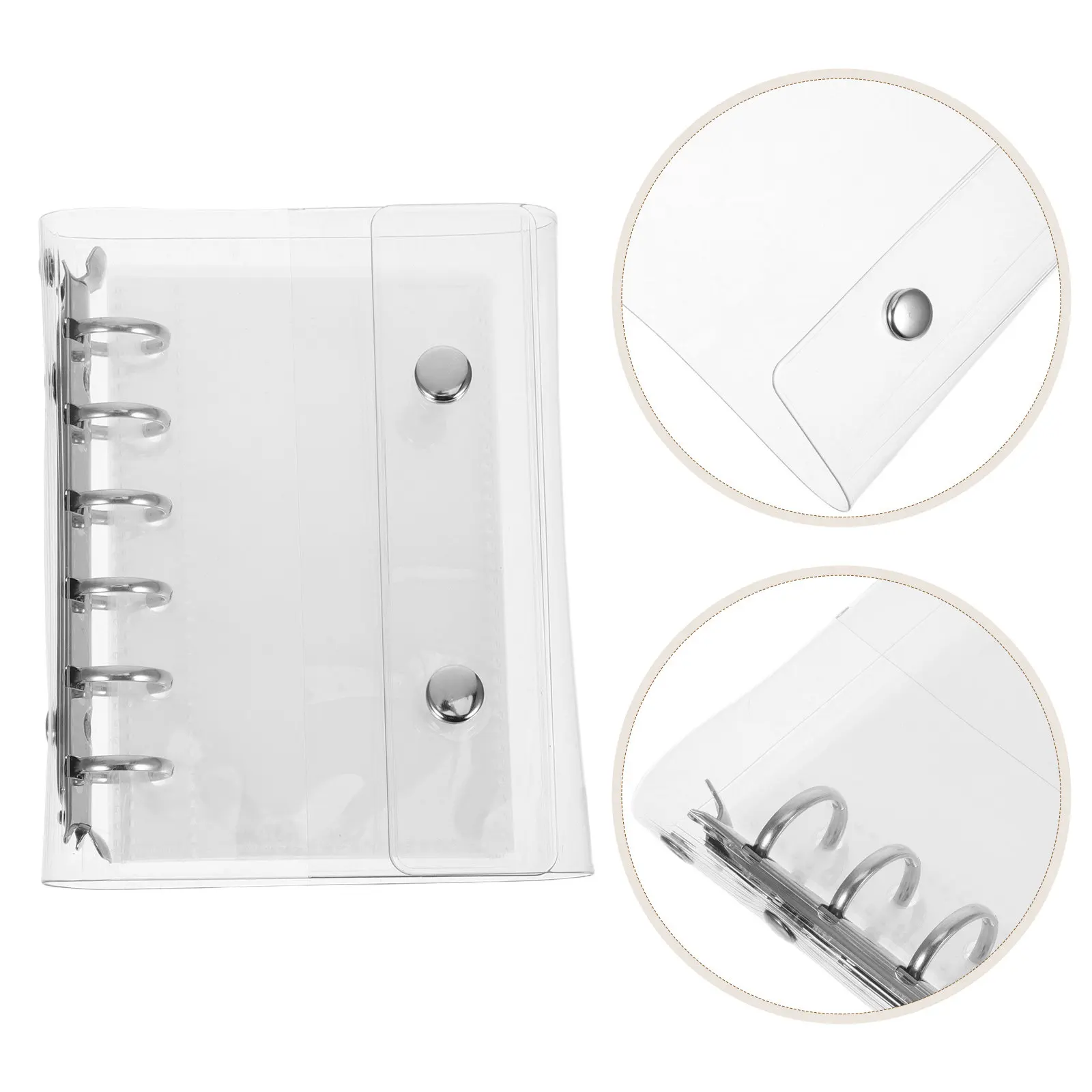 

Clear Transparent PVC Soft Binder Cover A7 6 Ring Snap Closure Loose Leaf Binder Notebook Cover for Journal Organizer Planner