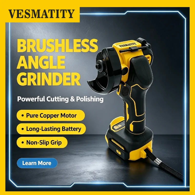 VESMATITY 3 Inch Mini Angle Grinder Cordless Polishing Cutting Machine Bare Tool for DeWALT 18V 20V Battery Power Tools