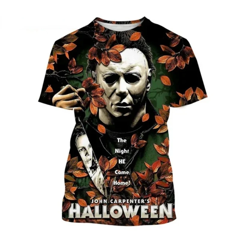 Summer Fashion Personality Horror Movie Thriller Casual Oversized T-shirt Halloween Michael Myers 3D T Shirt Harajuku Street Top