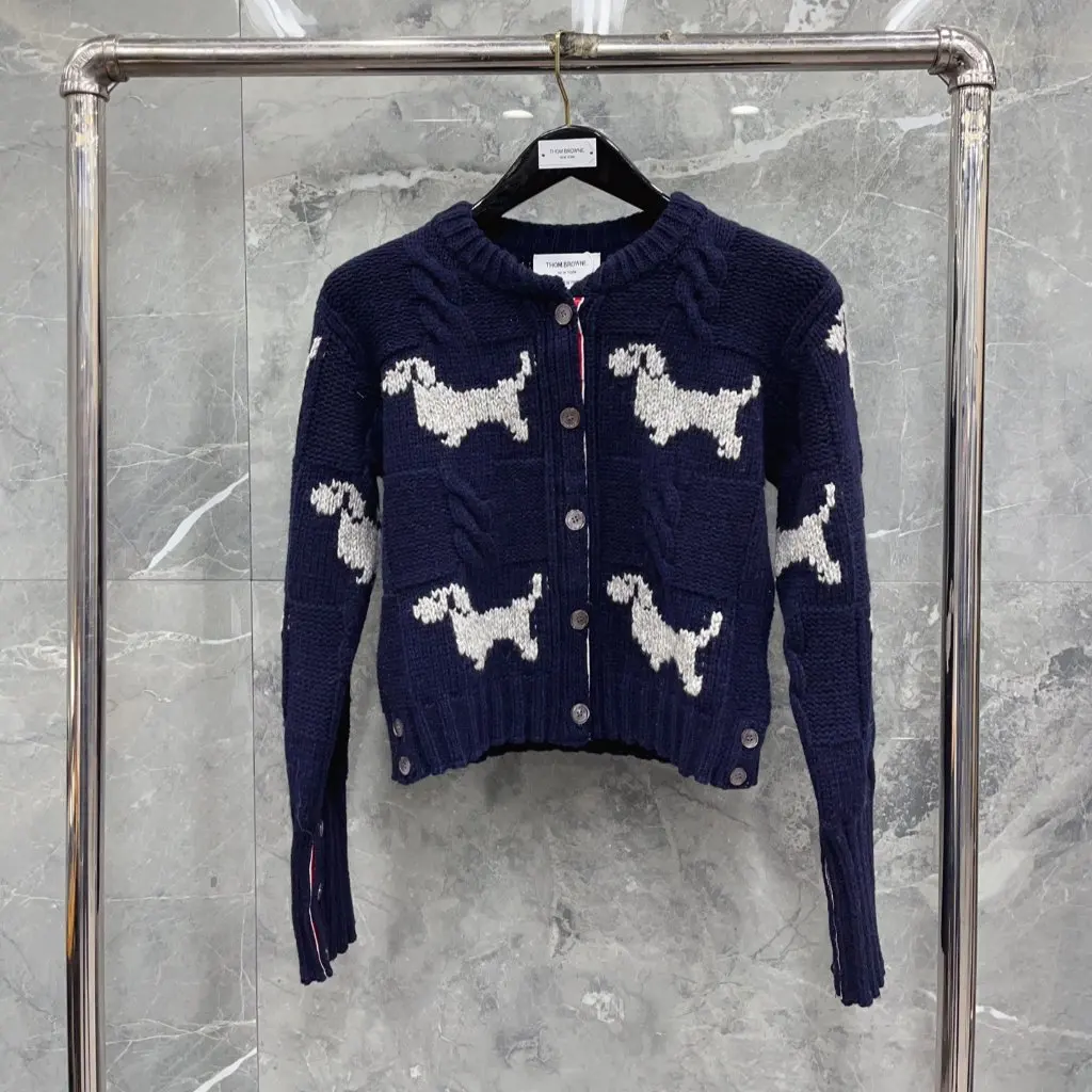 

TB Sweater Women's Classic round Neck Cardigan Puppy Embroidered High Quality Wool Casual All-match Fashion
