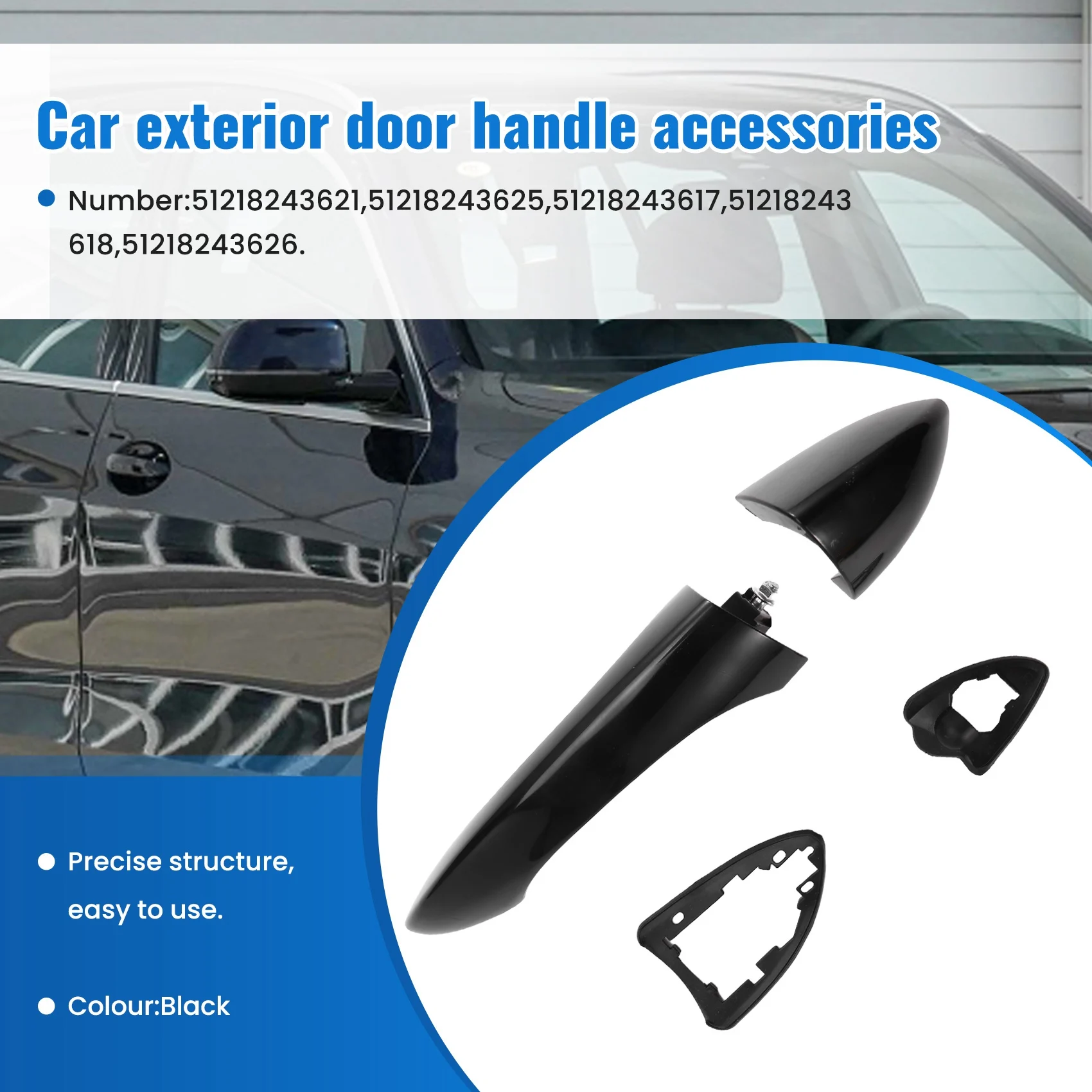 

A02Q-1Set Front Rear Left Right Exterior Door Handle Kit For BMW X5 E53 2000-2006