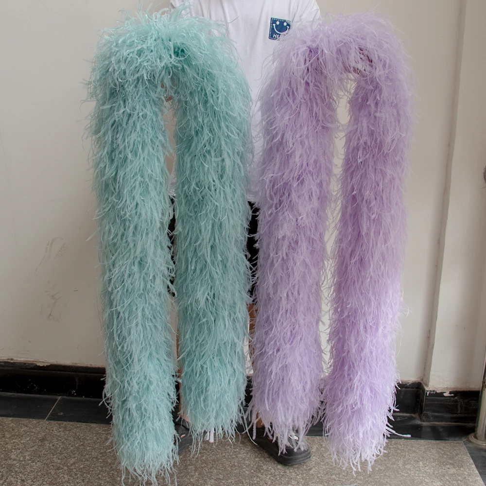 2Meters  Ostrich feather boa 3/6/10/20Ply Thick Fluffy Ostrich plumas Decoration for Party Costume Shawl Available