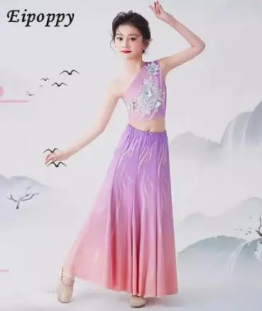 ชุดใส่ออกกำลังกายสำหรับเด็กผู้หญิงชุดสำหรับการแสดงเต้นรำชุดสอบศิลปะ