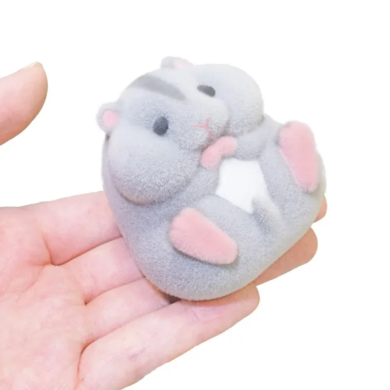 Japan original Capsule toys cute kawaii fatty milky soft hamster flocking plush dolls squeeze Stress Relief toys