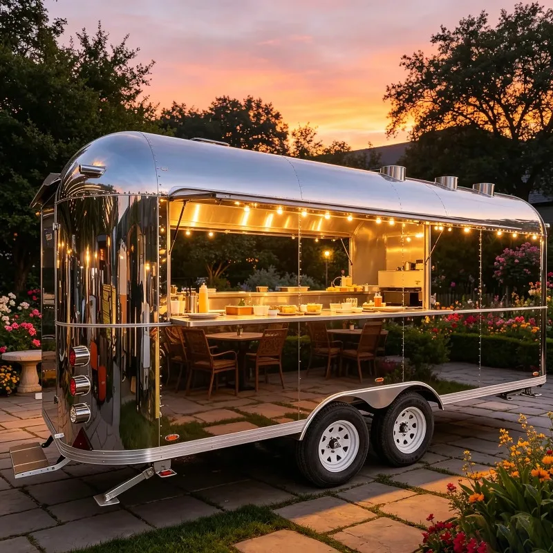 Fully Equipped Mobile Food Truck for Sale Commercial Concession Trailer Stainless Steel Rust Resistant for Festivals Street