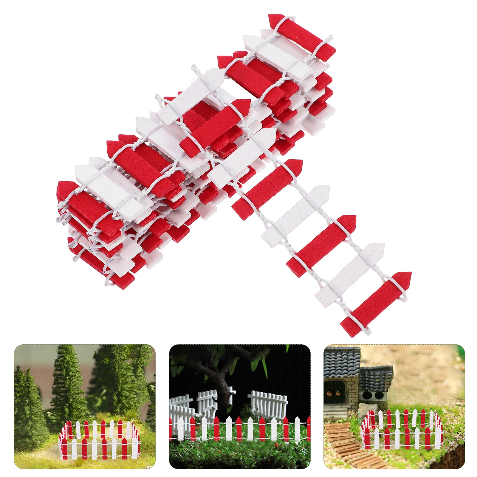 10 Pcs Miniature Garden Fence for Micro L scaping Mini Fences Dollhouse Accessories Wooden Picket Fence Simulated Farm