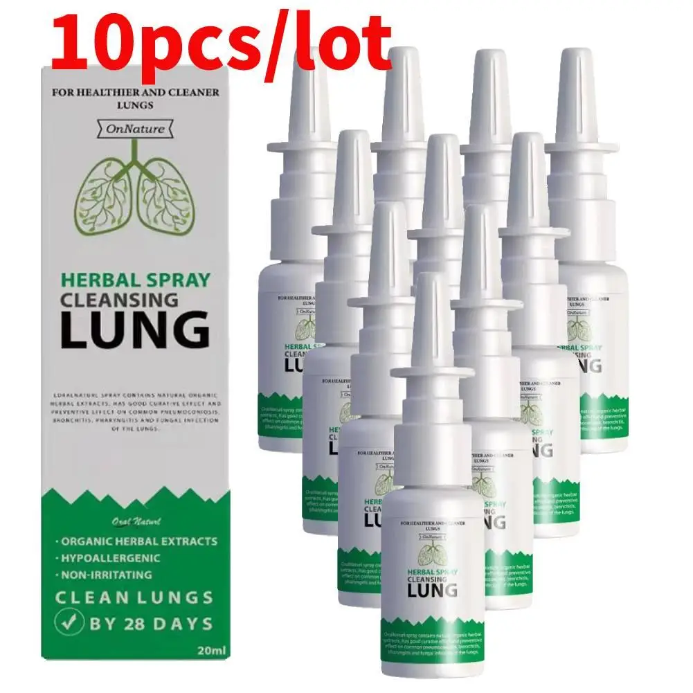 

10pcs/lot Lung Detox Herbal Cleanser Spray For Smokers Clear Nasal Congestion 20ml Promotes Easy Breathing Cleaning Lung Care