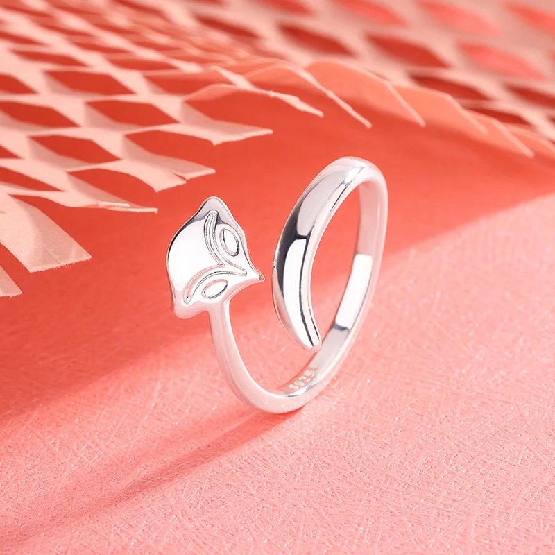 

Fashion Cute Fox 925 Sterling Silver Simpel Personality Animal Opening Rings R014