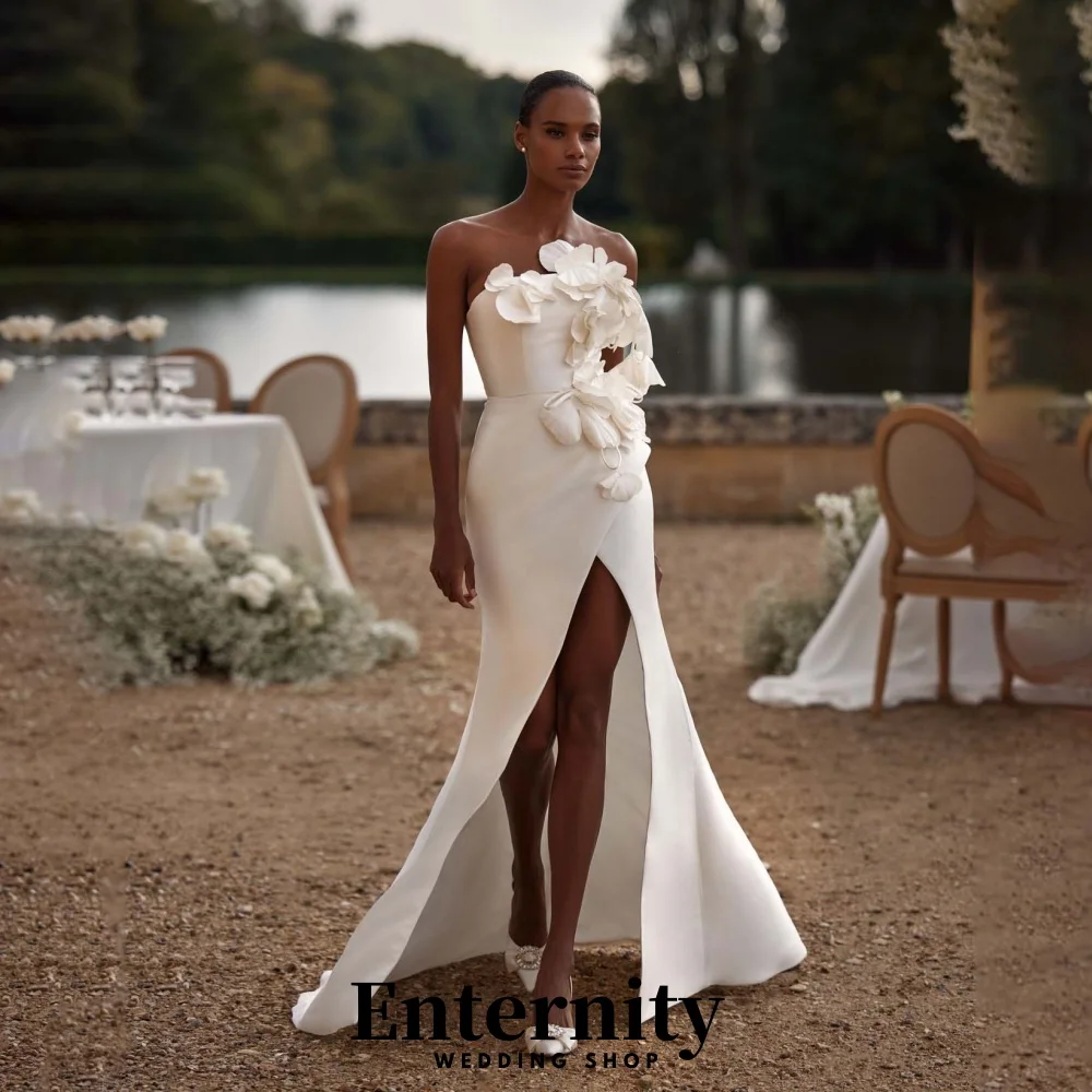 

Customized Charming Sleeveless Zipper Wedding Dress Exquisite High Split Bridal Gown Sweetheart Wedding Gown Vestidos De Novia