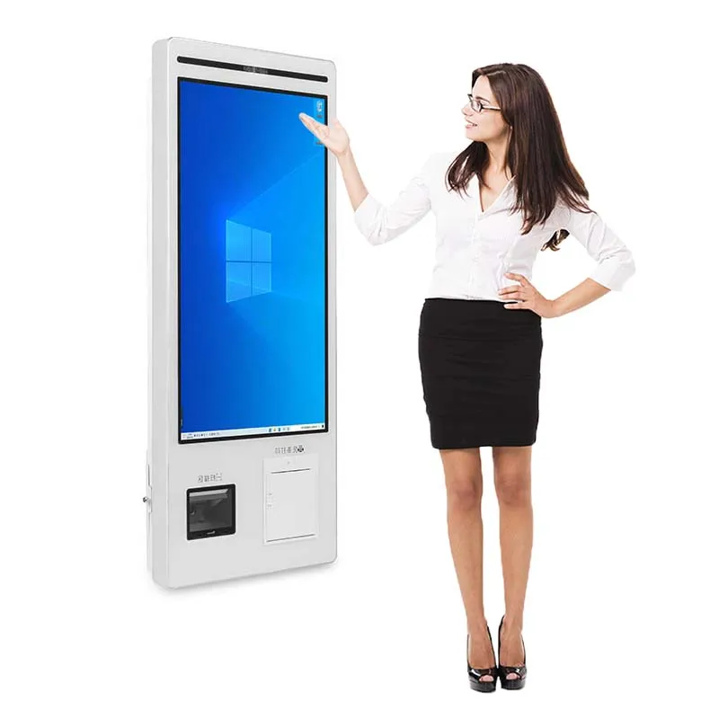 23.8 inch Self Ordering Payment Kiosk Floor Standing Wall Mounted Face Recognition Touch Screen Self Service Kiosk