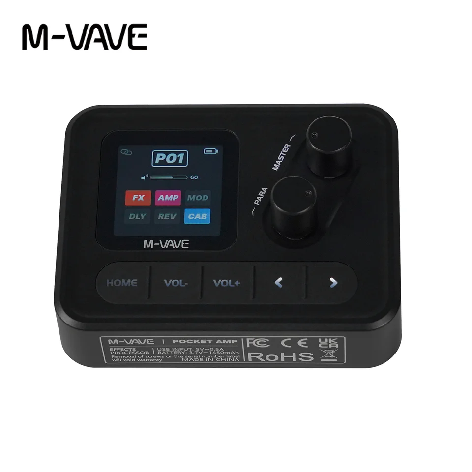 M-VAVE POCKET AMP Black Guitar & Bass Multi-Effects Pedal