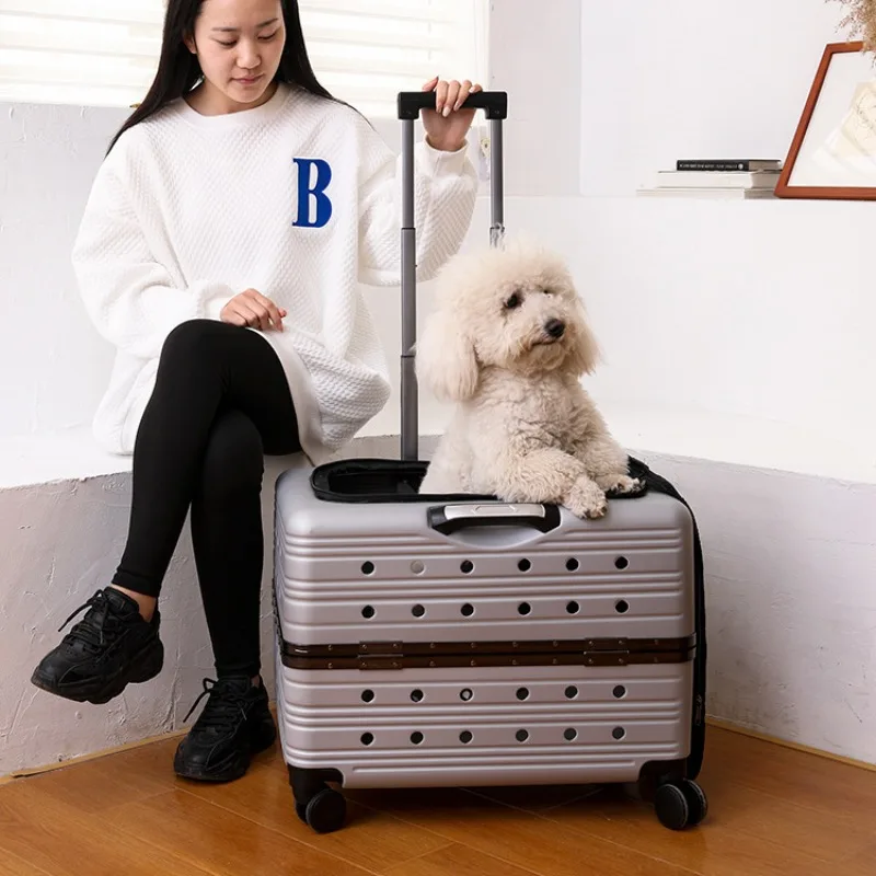 Pet Trolley Bag Case Cer for Cats Expands Transparent Puppy Move Bag Travel with Wheels Pet Items Por Cat Holder Basket