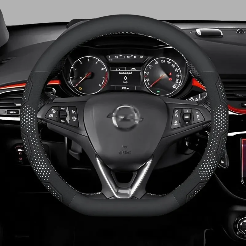 

Чехол на руль автомобиля Opel OPCline ASTRA CORSA INSIGNIA MOKKA VECTRA GTC Tigra, кожаные аксессуары из углеродного волокна