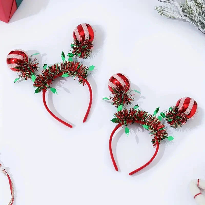 Aro de pelo de Navidad para piezas, banda para el pelo de Papá Noel, sombrero para la cabeza de reno, adornos divertidos para vacaciones, diademas bonitas de Navidad