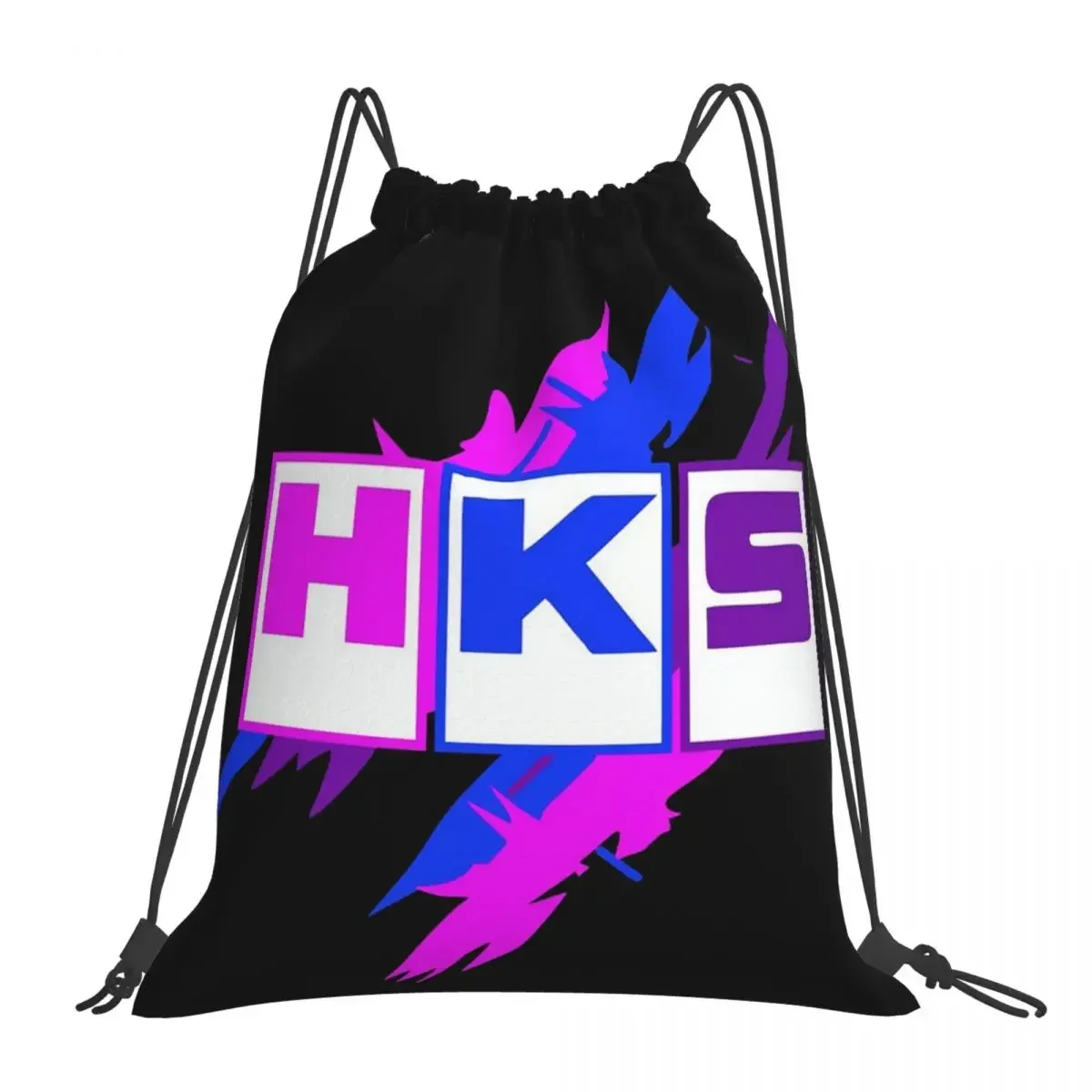 

HKS Car - Neon Retro Backpacks Fashion Portable Drawstring Bags Drawstring Bundle Pocket Shoes Bag BookBag For Travel Students