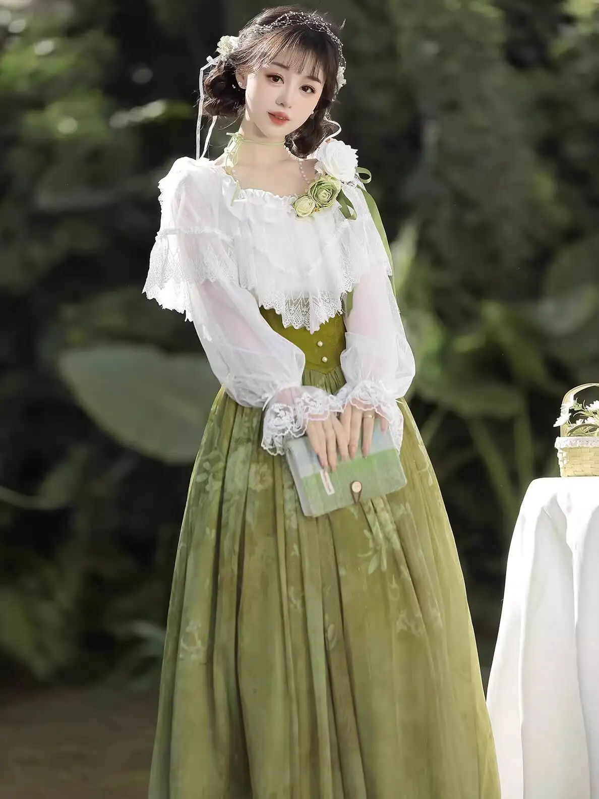 

Original and genuine new Chinese-style lolita girl sweet and elegant daily retro princess style top and skirt two-piece set