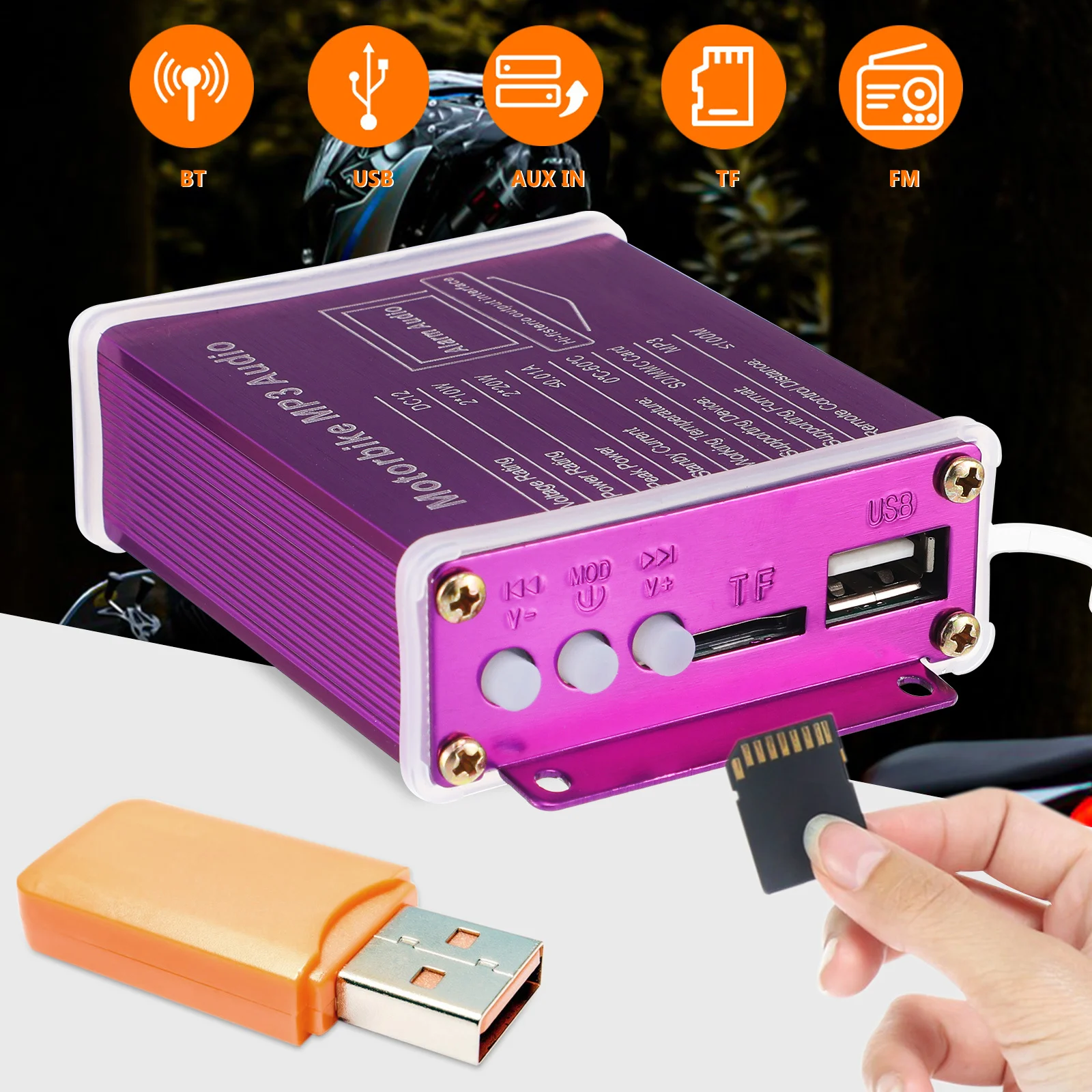 

1Set Car Audio Motorcycle Stereo System Wireless Music Player for Phone Connection and Volume Adjustment