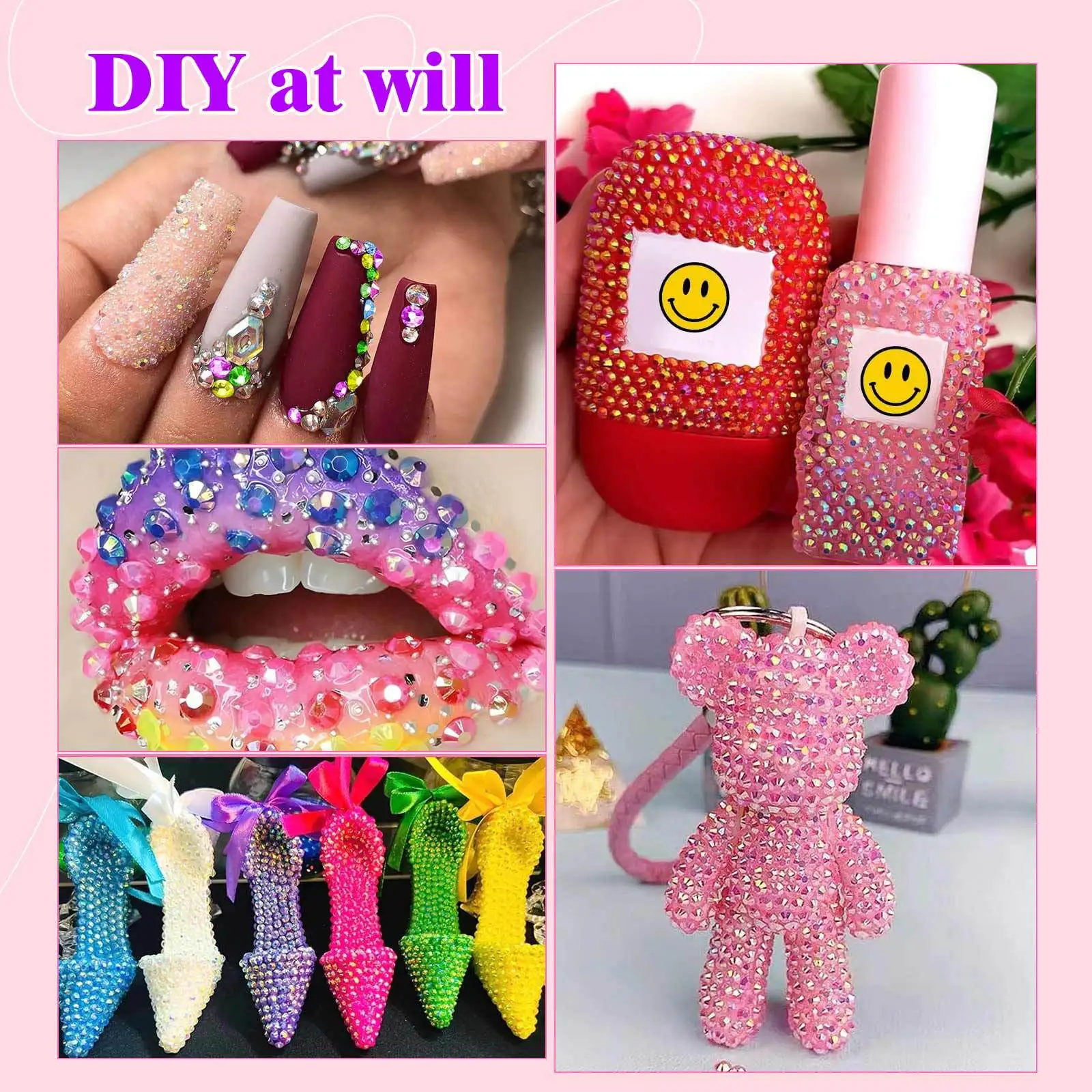 40 Colors 3mm Resin Jelly Flatback Rhinestones Kit Multicolor Glitter Gems Bedazzler Set For Crafting Nail Art Decor DIY image 6