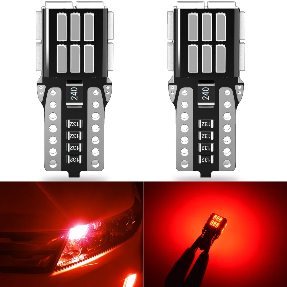 

2Pcs W5W T10 LED Bulb 4014-SMD Chips 194 168 LED Canbus Car Interior Dome Reading Mirror Trunk Light Auto Lamp 6500K Red Amber