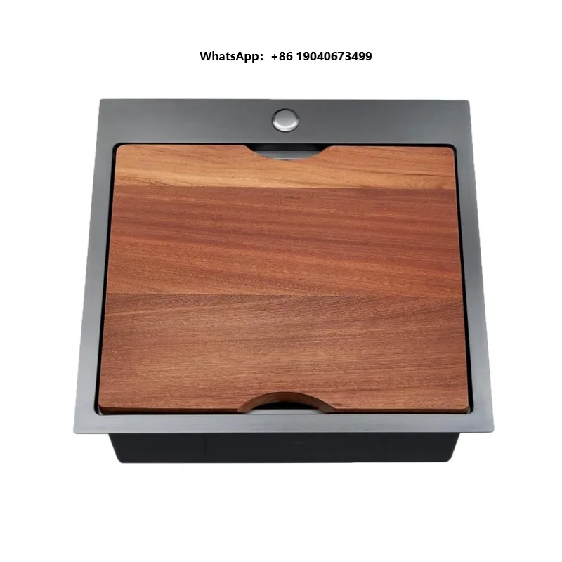 Black Drop in Kitchen Sink Gunmetal Black Undermount 16 Gauge Stainless Steel Single Bowl Workstation  Small Kitchen PX