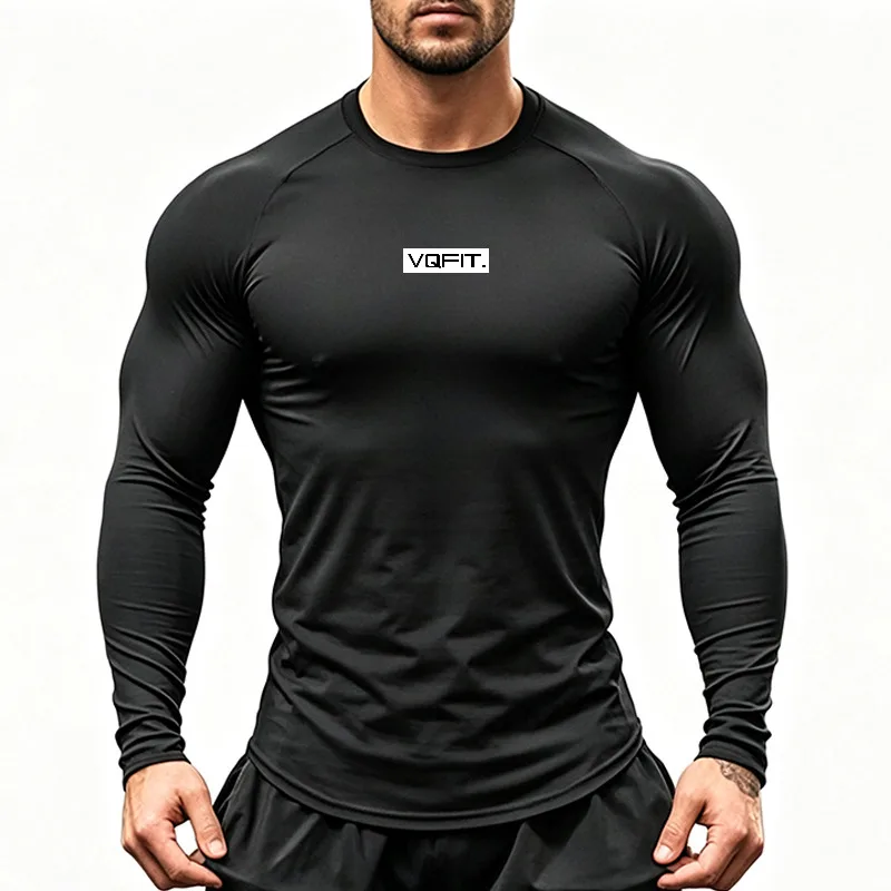 Mens Compression Long Sleeve Running T-Shirts Quick Dry Athletic Tops For Gym Workout Training Sportswear Breathable Base Layer