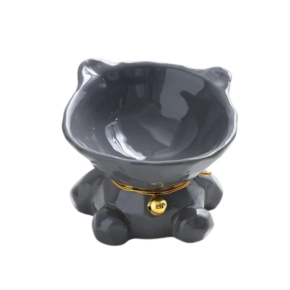 

Large Capacity Ceramic Cat Bowl Non-slip Anti Overturning Pet High Foot Bowl Cute Frog Shape Dog Food Bowl Pet Drinking