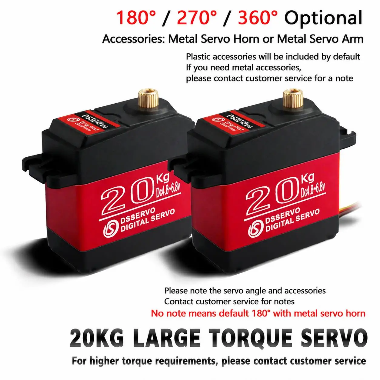 DS3218MG 20KG Digital Servo Waterproof High Torque Full Metal Gear 180/270° for 1/8 1/10 RC Crawler Robot Arm DIY with 25T Servo