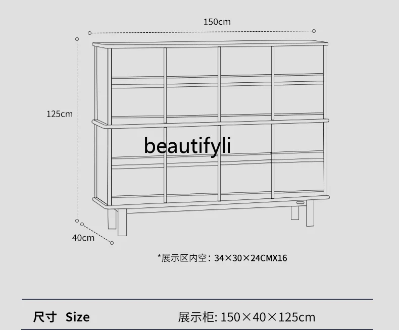 Solid Wood Display Cabinet Made of Glass Black Walnut Tea Set   Wine   Living Room TV Side Cabinet