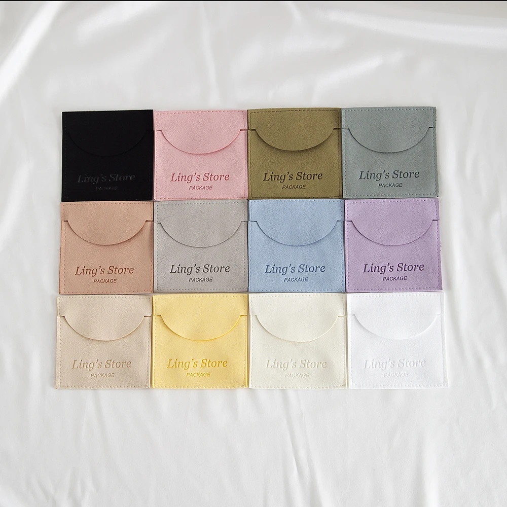 50Pcs Personalized Jewelry Microfiber Bag Rings Earrings USB Bracelet Pendant Necklace Candy Packaging Gift Pouch Wedding Favors