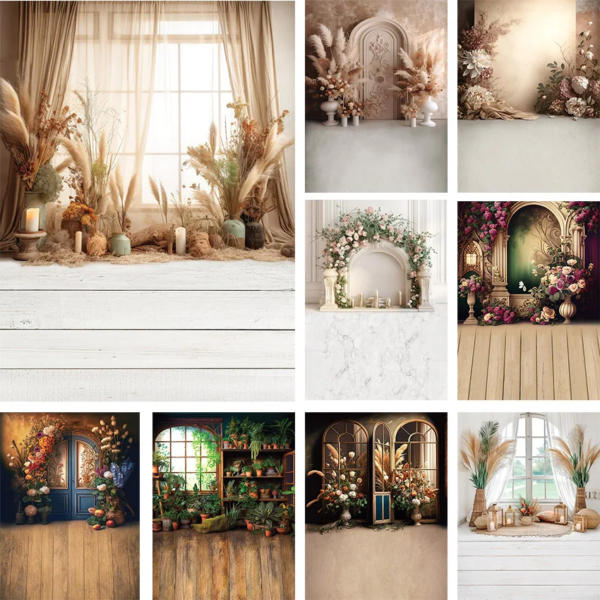 

Mehofond Photography Background Boho Pampas Flower Indoor Window Birthday Wedding Maternity Portrait Decor Backdrop Photo Studio