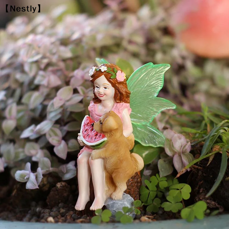 Funny Fairy Girl Statue, Fairy Garden Accessories, Resin Sculpture For Micro Landscape Flowerpot Lawn Yard Garden〔Nest〕