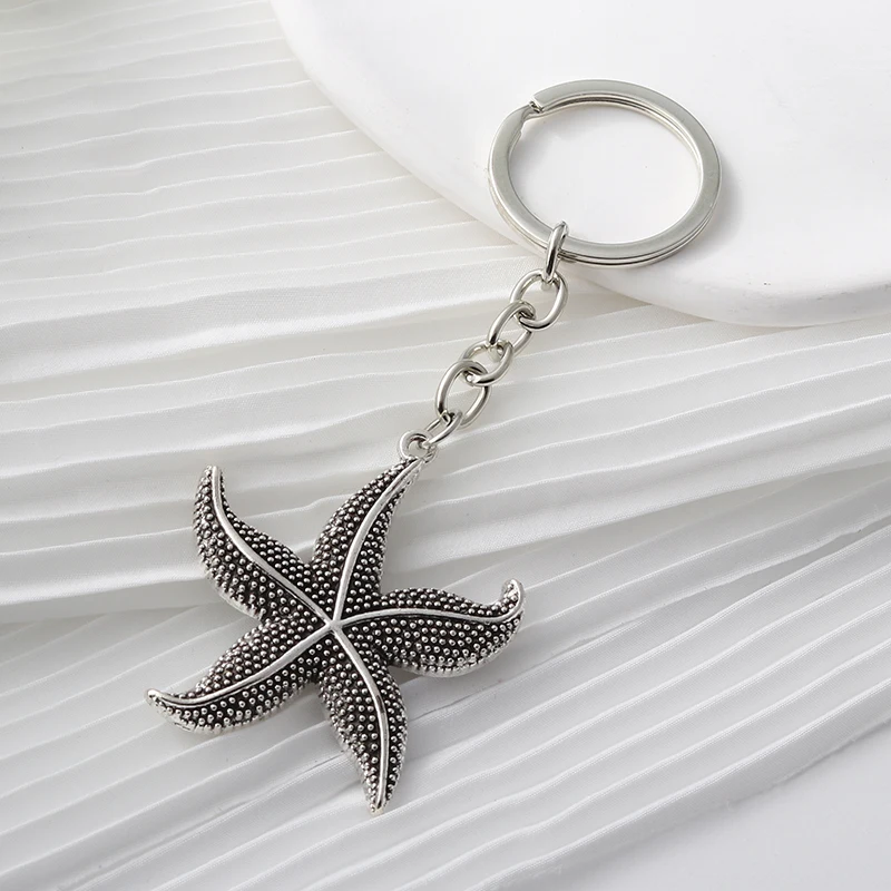 Fashion Alloy Keychains Starfish Ocean Sea Animals Life Key Rings For Women Men Friendship Gift Handbag Decoration Jewelry