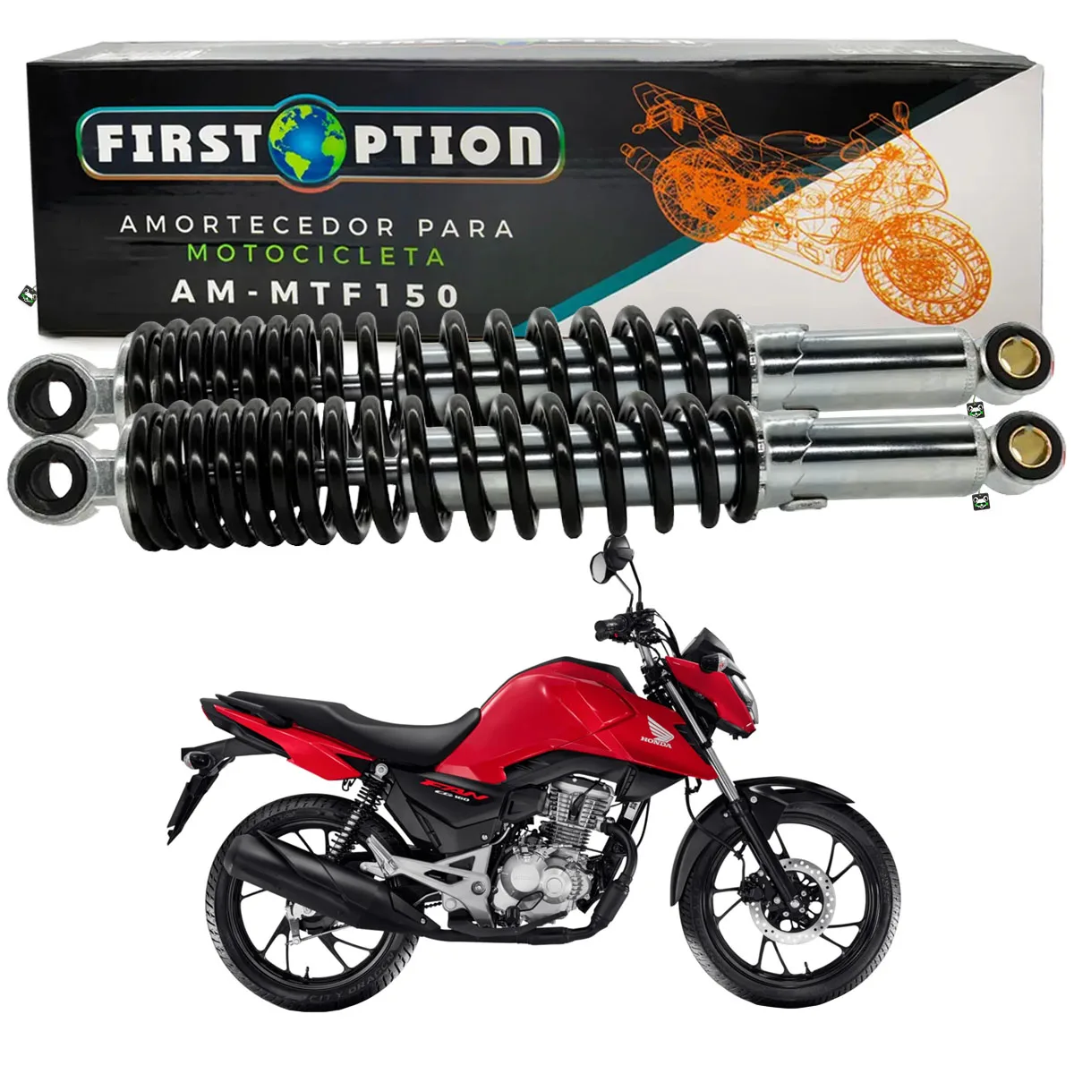Par Amortecedor Traseiro Honda CG Fan 125/150/160 2004 2005 2006 a 2023 2024