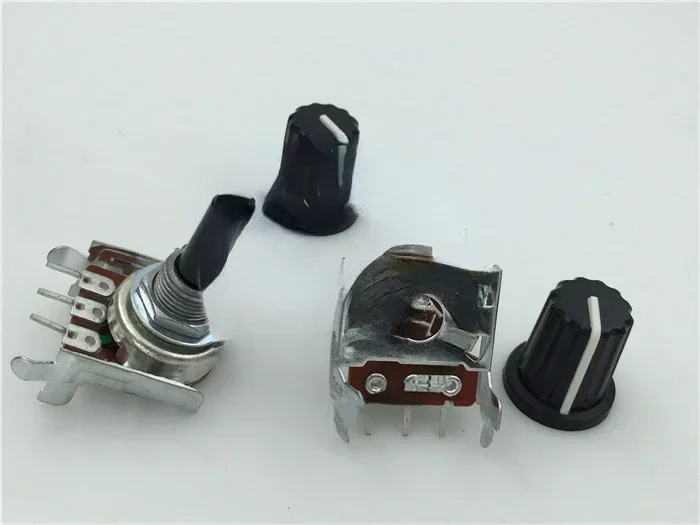 2pcs QSC amplifier volume potentiometer RK161 horizontal single link potentiometer B252 B2.5K handle 20MMF 0 degree cap