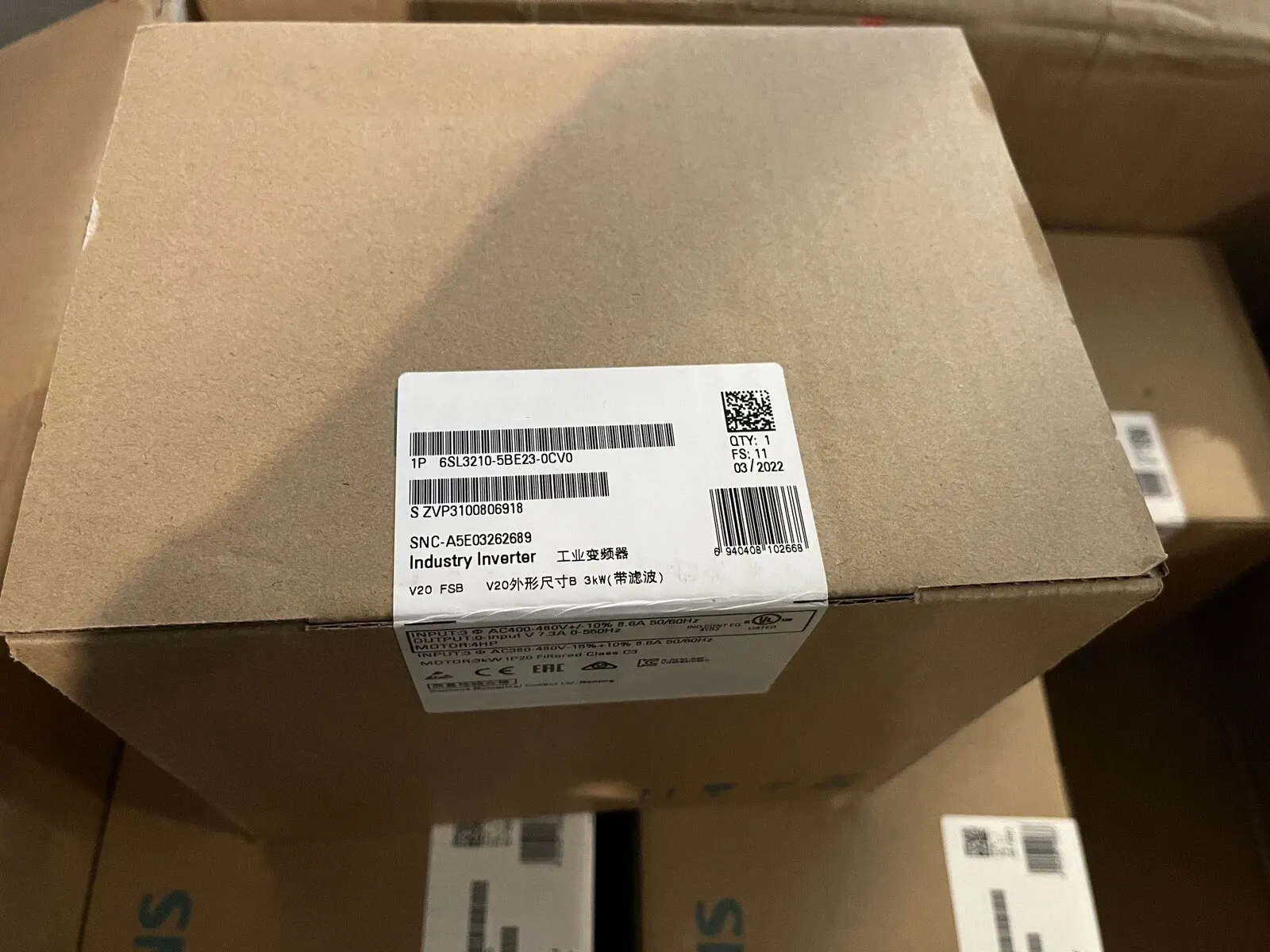 

Brand new 6SL3210-5BE23-0CV0 6SL3210-5BE23-0UV0 6SL3 210-5BE23-0CV0 6SL3 210-5BE23-0UV0 Warrently One-year