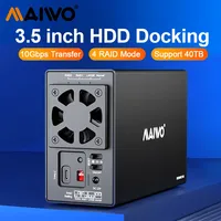 MAIWO 2.5/3.5 Inch Dual Bay External Hard Drive Enclosure USB3.1 Type-C Gen2 10Gbps Array Cabinet SATA Hard Disk box With 4 RAID