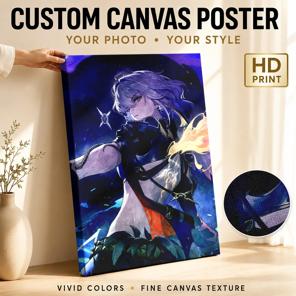 Anime Character with Fiery Aura Canvas Painting Poster Custom Gaming Anime Wall Art for Teen Bedroom Decor Gift for Collectors