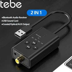 Tebe-同軸光学オーディオレシーバー,Bluetooth 5.2,ワイヤレスステレオミュージックアダプター,USBカード,PC, TV,アンプ,3.5mm